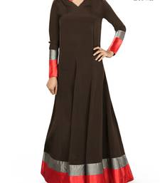 MyBatua Brown Poly Crepe Islamic Wear For Women Arabian Style Muslim Abaya With Hijab