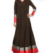 MyBatua Brown Poly Crepe Islamic Wear For Women Arabian Style Muslim Abaya With Hijab