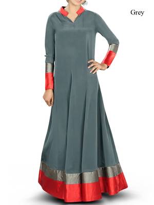 MyBatua Grey Poly Crepe Islamic Wear For Women Arabian Style Muslim Abaya With Hijab 1