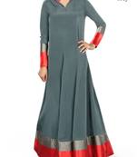 MyBatua Grey Poly Crepe Islamic Wear For Women Arabian Style Muslim Abaya With Hijab