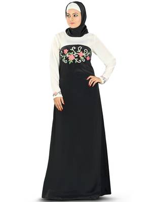 MyBatua Multicolor Poly Crepe Islamic Wear For Women Arabian Style Muslim Abaya With Hijab 1