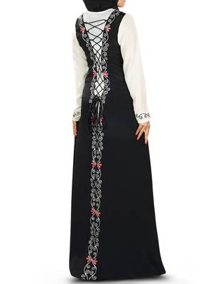 MyBatua Multicolor Poly Crepe Islamic Wear For Women Arabian Style Muslim Abaya With Hijab 3