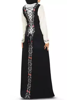 MyBatua Multicolor Poly Crepe Islamic Wear For Women Arabian Style Muslim Abaya With Hijab