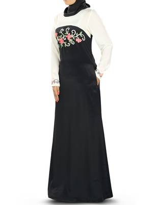 MyBatua Multicolor Poly Crepe Islamic Wear For Women Arabian Style Muslim Abaya With Hijab 4