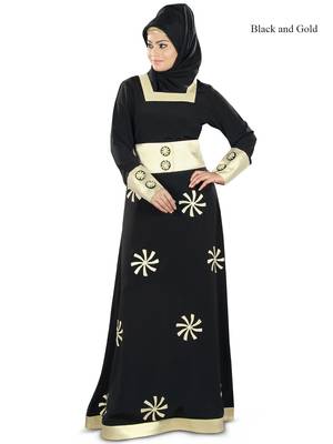 MyBatua Black Poly Crepe Islamic Wear For Women Arabian Style Muslim Abaya With Hijab 1