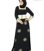 MyBatua Black Poly Crepe Islamic Wear For Women Arabian Style Muslim Abaya With Hijab