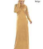 MyBatua Beige Viscose Islamic Wear For Women Arabian Style Muslim Abaya With Hijab