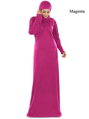 MyBatua Magenta Viscose Islamic Wear For Women Arabian Style Muslim Abaya With Hijab 1
