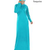 MyBatua Turqoise Viscose Islamic Wear For Women Arabian Style Muslim Abaya With Hijab