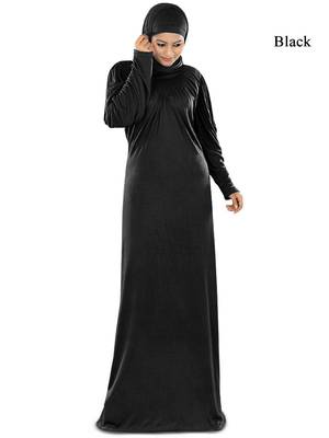 MyBatua Black Viscose Islamic Wear For Women Arabian Style Muslim Abaya With Hijab 1