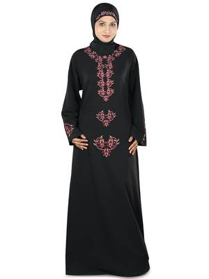 MyBatua Black Kashibo Islamic Wear For Women Arabian Style Muslim Abaya With Hijab 1