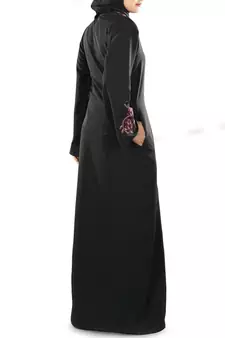 MyBatua Black Kashibo Islamic Wear For Women Arabian Style Muslim Abaya With Hijab