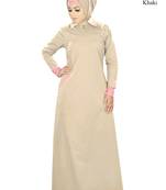 MyBatua Beige Poplin Islamic Wear For Women Arabian Style Muslim Abaya With Hijab
