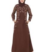 MyBatua Brown Kashibo Islamic Wear For Women Arabian Style Muslim Abaya With Hijab