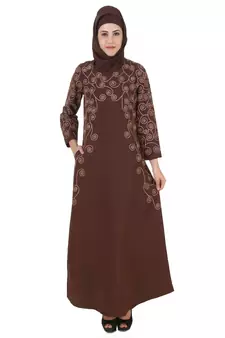 MyBatua Brown Kashibo Islamic Wear For Women Arabian Style Muslim Abaya With Hijab