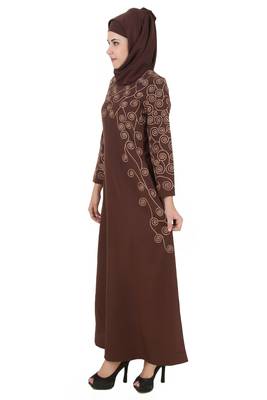 MyBatua Brown Kashibo Islamic Wear For Women Arabian Style Muslim Abaya With Hijab 3