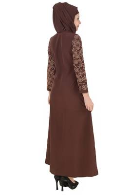 MyBatua Brown Kashibo Islamic Wear For Women Arabian Style Muslim Abaya With Hijab 4