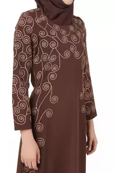MyBatua Brown Kashibo Islamic Wear For Women Arabian Style Muslim Abaya With Hijab