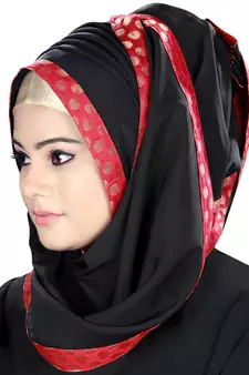 MyBatua Black Georgette Islamic Wear For Women Arabian Style Muslim Abaya With Hijab