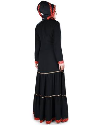MyBatua Black Georgette Islamic Wear For Women Arabian Style Muslim Abaya With Hijab 5