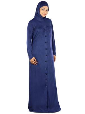 MyBatua Royal Blue Viscose Islamic Wear For Women Arabian Style Muslim Abaya With Hijab 1