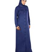 MyBatua Royal Blue Viscose Islamic Wear For Women Arabian Style Muslim Abaya With Hijab