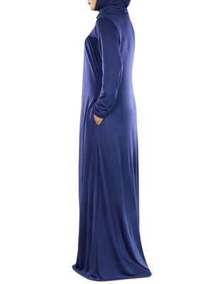 MyBatua Royal Blue Viscose Islamic Wear For Women Arabian Style Muslim Abaya With Hijab 3