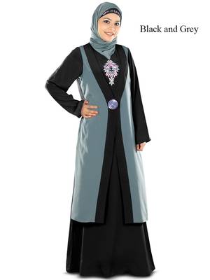 MyBatua Multicolor Poly Crepe Islamic Wear For Women Arabian Style Muslim Abaya With Hijab 1