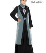 MyBatua Multicolor Poly Crepe Islamic Wear For Women Arabian Style Muslim Abaya With Hijab