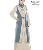 MyBatua Multicolor Poly Crepe Islamic Wear For Women Arabian Style Muslim Abaya With Hijab