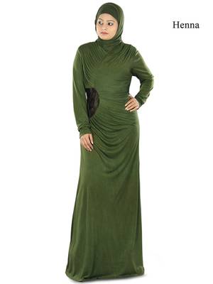 MyBatua Henna Viscose Islamic Wear For Women Arabian Style Muslim Abaya With Hijab 1
