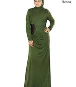 MyBatua Henna Viscose Islamic Wear For Women Arabian Style Muslim Abaya With Hijab
