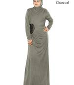 MyBatua Charcoal Viscose Islamic Wear For Women Arabian Style Muslim Abaya With Hijab