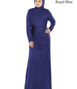MyBatua Royal Blue Viscose Islamic Wear For Women Arabian Style Muslim Abaya With Hijab