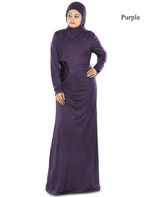 MyBatua Purple Viscose Islamic Wear For Women Arabian Style Muslim Abaya With Hijab 1