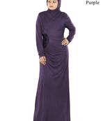 MyBatua Purple Viscose Islamic Wear For Women Arabian Style Muslim Abaya With Hijab