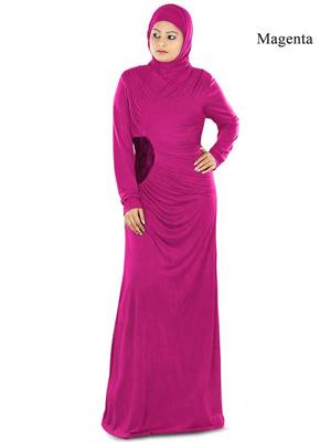 MyBatua Magenta Viscose Islamic Wear For Women Arabian Style Muslim Abaya With Hijab 1