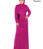 MyBatua Magenta Viscose Islamic Wear For Women Arabian Style Muslim Abaya With Hijab