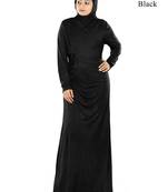 MyBatua Black Viscose Islamic Wear For Women Arabian Style Muslim Abaya With Hijab