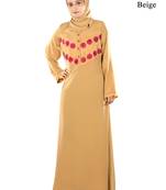 MyBatua Beige Crepe Islamic Wear For Women Arabian Style Muslim Abaya With Hijab