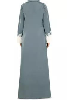 MyBatua Grey Crepe Islamic Wear For Women Arabian Style Muslim Abaya With Hijab