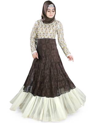 MyBatua Multicolor Crepe Islamic Wear For Women Arabian Style Muslim Abaya With Hijab 1