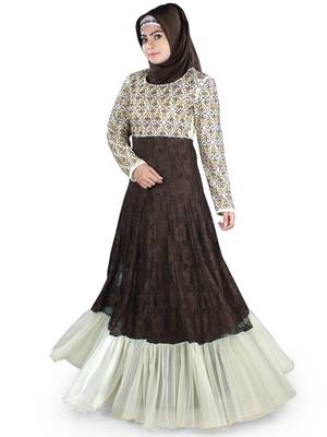 MyBatua Multicolor Crepe Islamic Wear For Women Arabian Style Muslim Abaya With Hijab 2