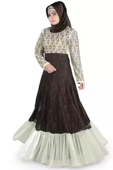MyBatua Multicolor Crepe Islamic Wear For Women Arabian Style Muslim Abaya With Hijab
