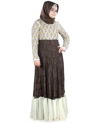 MyBatua Multicolor Crepe Islamic Wear For Women Arabian Style Muslim Abaya With Hijab 3