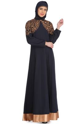 MyBatua Navy Blue Kashibo Islamic Wear For Women Arabian Style Muslim Abaya With Hijab 1
