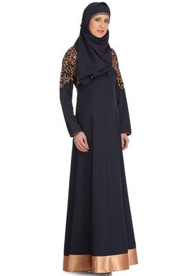 MyBatua Navy Blue Kashibo Islamic Wear For Women Arabian Style Muslim Abaya With Hijab 2