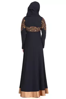 MyBatua Navy Blue Kashibo Islamic Wear For Women Arabian Style Muslim Abaya With Hijab