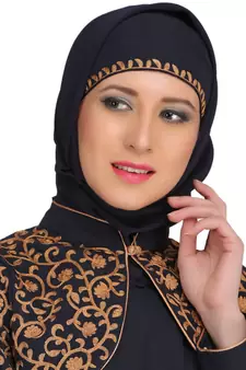 MyBatua Navy Blue Kashibo Islamic Wear For Women Arabian Style Muslim Abaya With Hijab