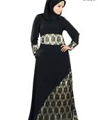 MyBatua Black Crepe Islamic Wear For Women Arabian Style Muslim Abaya With Hijab